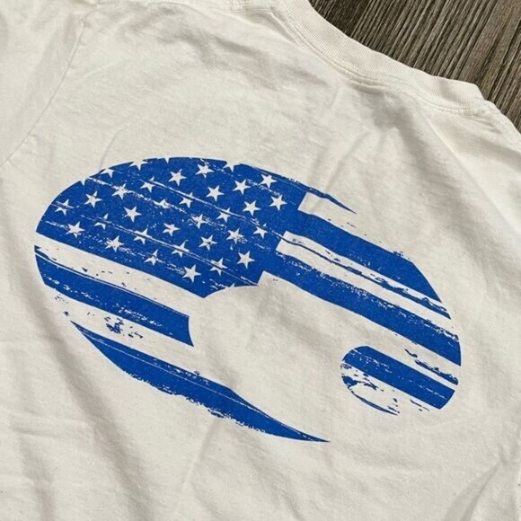 Costa Short Sleeve T-Shirt Logo Print Crew Neck Cotton Pullover White Small - Picture 5 of 5